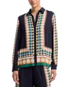 T Tahari Button Front Blouse In Multi