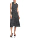 T Tahari Button Front Midi Dress In Black