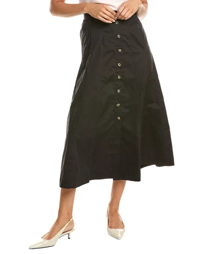 T Tahari Button Midi Skirt In Black