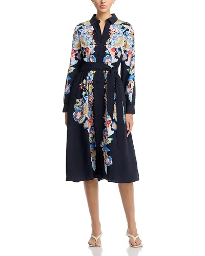 T Tahari Button Sleeve Button Front Dress In Multi