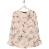 T Tahari Button-up Shirt In Champagne Etched Floral Print