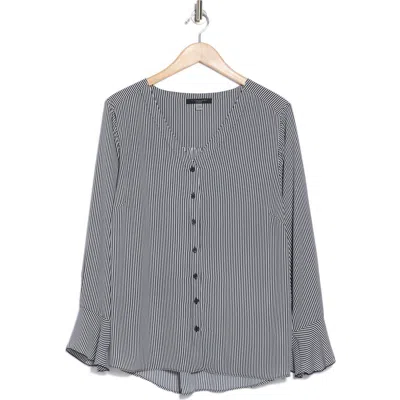 T Tahari Button-up Shirt In Indigo/white Stripe