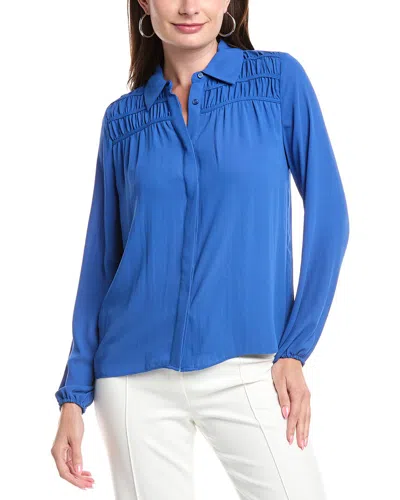 T Tahari Button-down Blouse In Blue