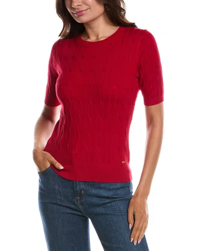 T Tahari Cable Knit Top In Red