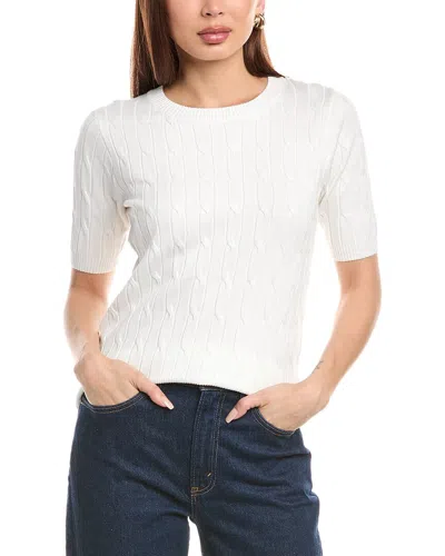 T Tahari Cable Knit Top In White