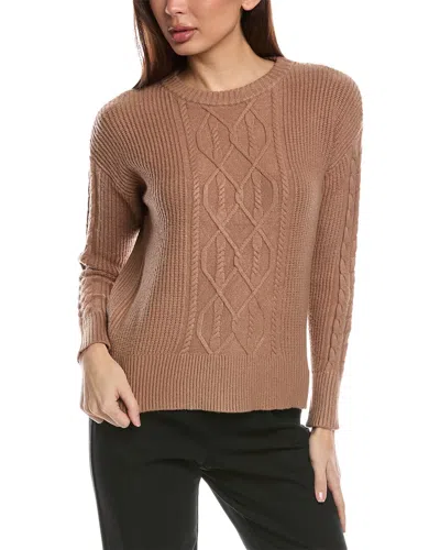 T Tahari Cable Pullover In Brown