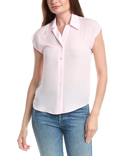 T Tahari Camp Collar Blouse In Pink