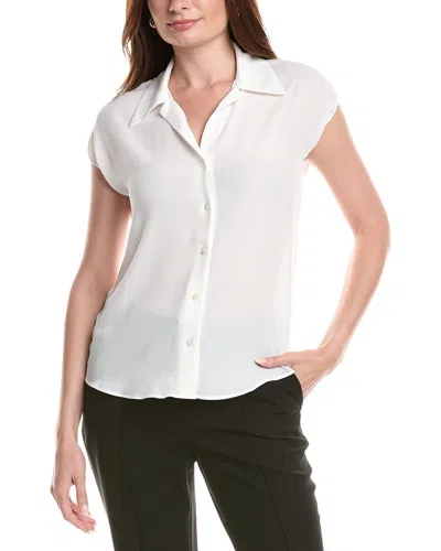 T Tahari Camp Collar Blouse In White