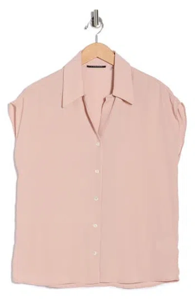 T Tahari Cap Sleeve Button-up Shirt In Pink