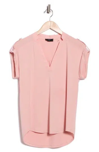 T Tahari Cap Sleeve High-low Top In Pink