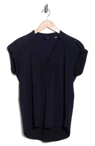 T Tahari Cap Sleeve High-low Top In Blue