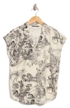 T Tahari Cap Sleeve Linen Blend Button-up Shirt
