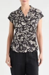 T Tahari Cap Sleeve Linen Blend Button-up Shirt