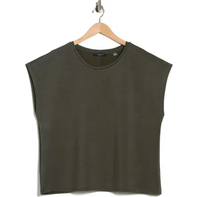 T Tahari Cap Sleeve Scuba Knit T-shirt In Green