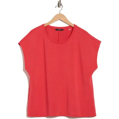 T Tahari Cap Sleeve Scuba Knit T-shirt In Red