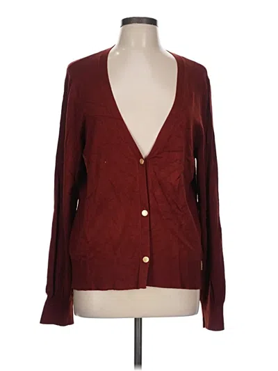 Pre-owned T Tahari Cardigan Sweater In Burgundy
