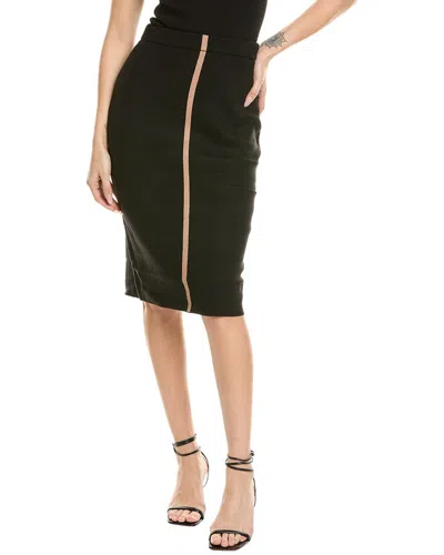 T Tahari Center Front Stripe Pull-on Skirt In Black
