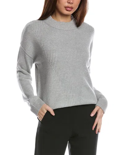 T Tahari Centered Rib Pullover In Grey