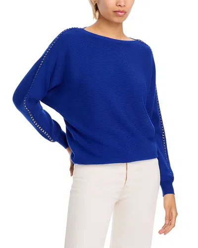 T Tahari Chain Dolman Sleeve Boat Neck Sweater In Sapphire Sky