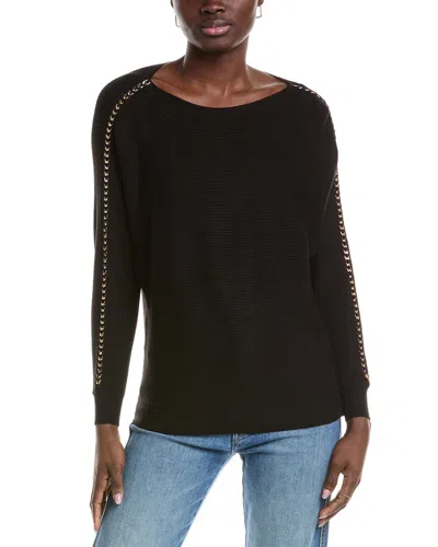 T Tahari Chain Trim Dolman Sweater In Black