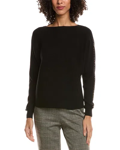 T Tahari Chain Trim Dolman Sweater In Black