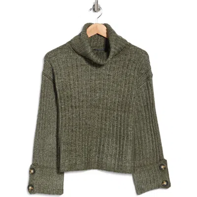 T Tahari Chunky Rib Turtleneck Sweater In Green