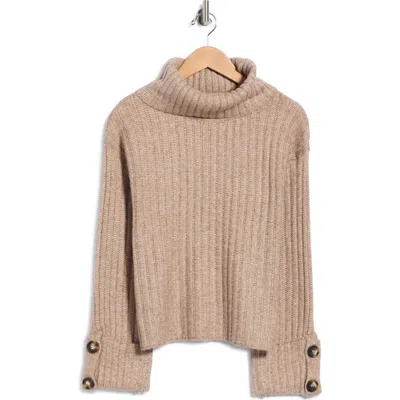 T Tahari Chunky Rib Turtleneck Sweater In Neutral