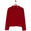 T Tahari Collar Button Front Cardigan In Baked Cherry Red