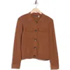 T Tahari Collar Button Front Cardigan In Hazelnut