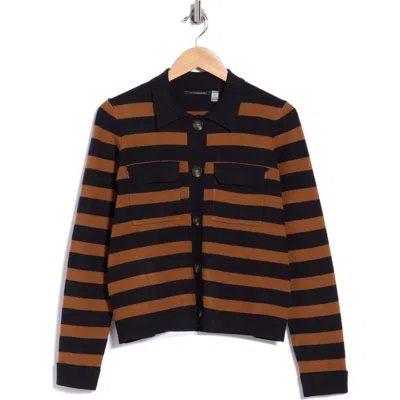 T Tahari Collar Button Front Cardigan In Multi