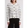 T Tahari Collar Button Front Cardigan In White