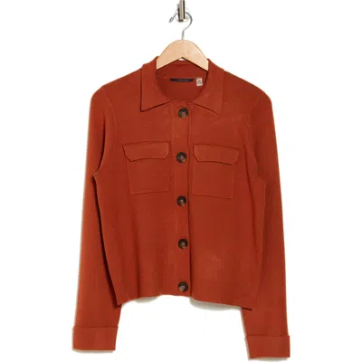 T Tahari Collar Button Front Cardigan In Wild Honey