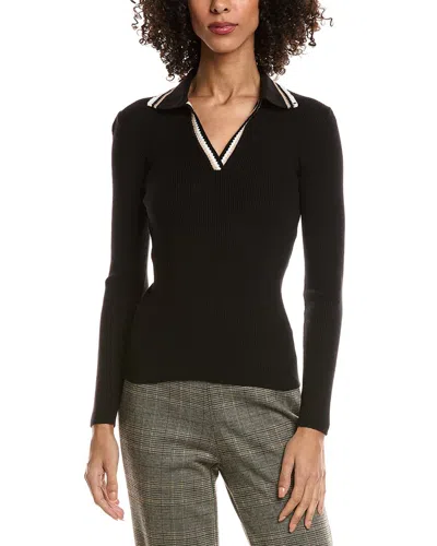 T TAHARI T TAHARI COLLAR RIB POLO SWEATER