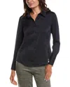 T Tahari Collared Blouse In Navy