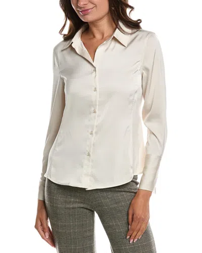 T Tahari Collared Blouse In White