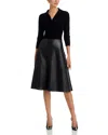 T Tahari Collared Faux Leather Dress In Black