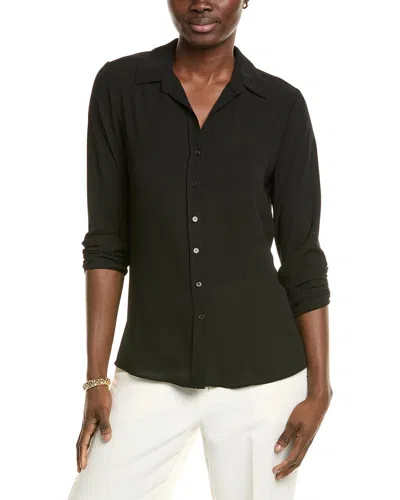 T TAHARI COLLARED SPLIT NECK BUTTON-DOWN BLOUSE