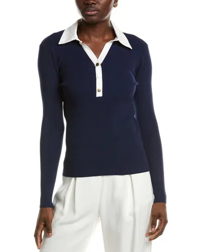 T Tahari Collared V-neck Sweater
