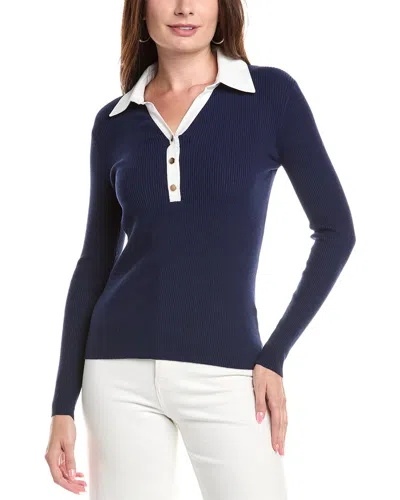 T Tahari Collared V-neck Sweater