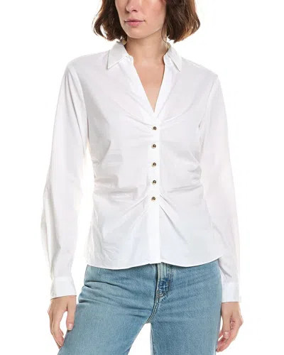 T Tahari Collared Woven Shirt In White