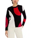 T Tahari Color Blocked Abstract Sweater In Pink Heart
