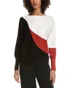 T Tahari Colorblock Dolman Sleeve Sweater In Black