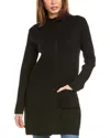 T Tahari Contrast Color Funnel Neck Coat In Grey