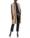 T Tahari Contrast Trim Long Cardigan In Neutral