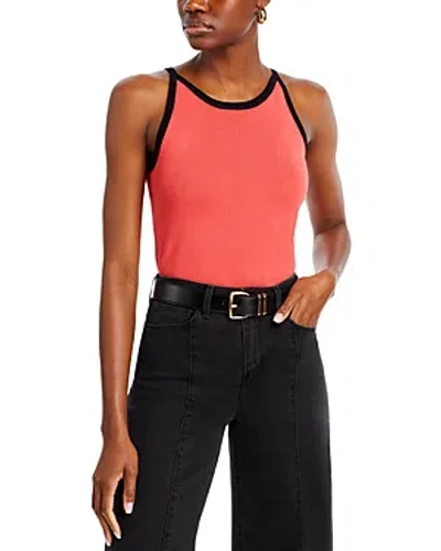 T Tahari Contrast Trim Sleeveless Top In Hibiscus Red