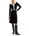 T TAHARI CONTRAST TRIM SWEATER DRESS