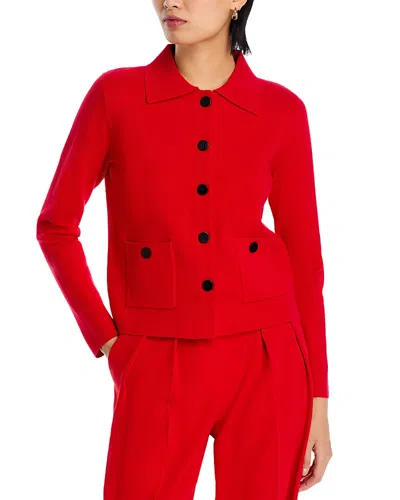 T Tahari Convertible Collar Jacket In Gala Red