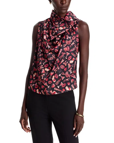 T Tahari Cowl Neck Sleeveless Blouse In Blue