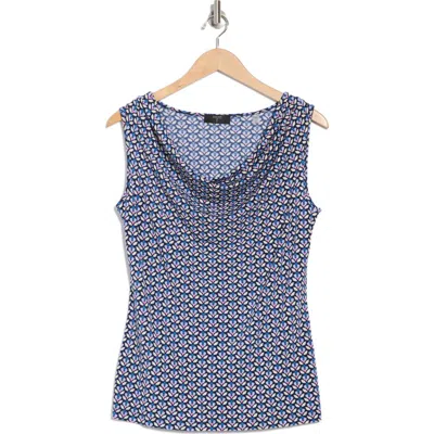 T Tahari Cowl Neck Sleeveless Top In Blue