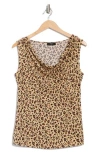 T Tahari Cowl Neck Sleeveless Top In Brown